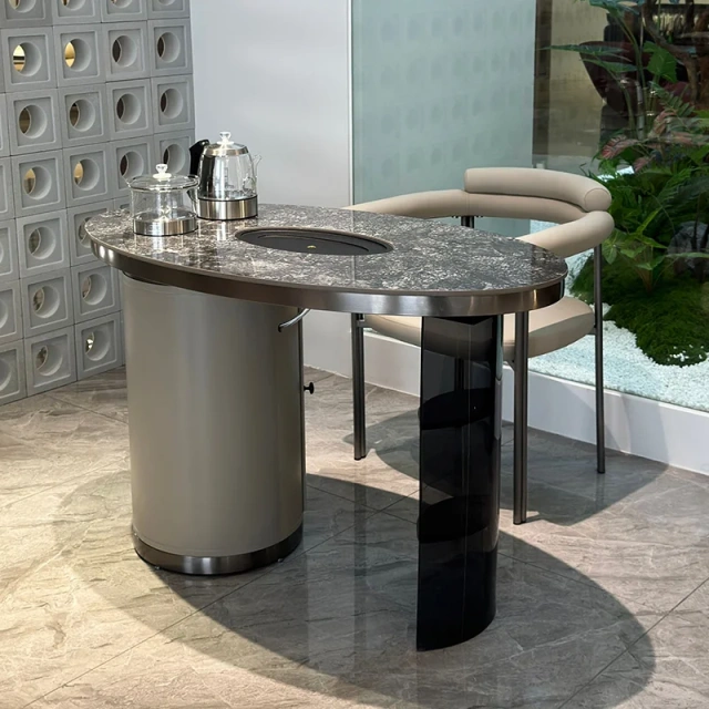 Luxury Granite Tea Table Set with Modern Stools,Luxury Granite Tea Table Set with Modern Stools | Sensory Elegance for Discerning Living Spaces