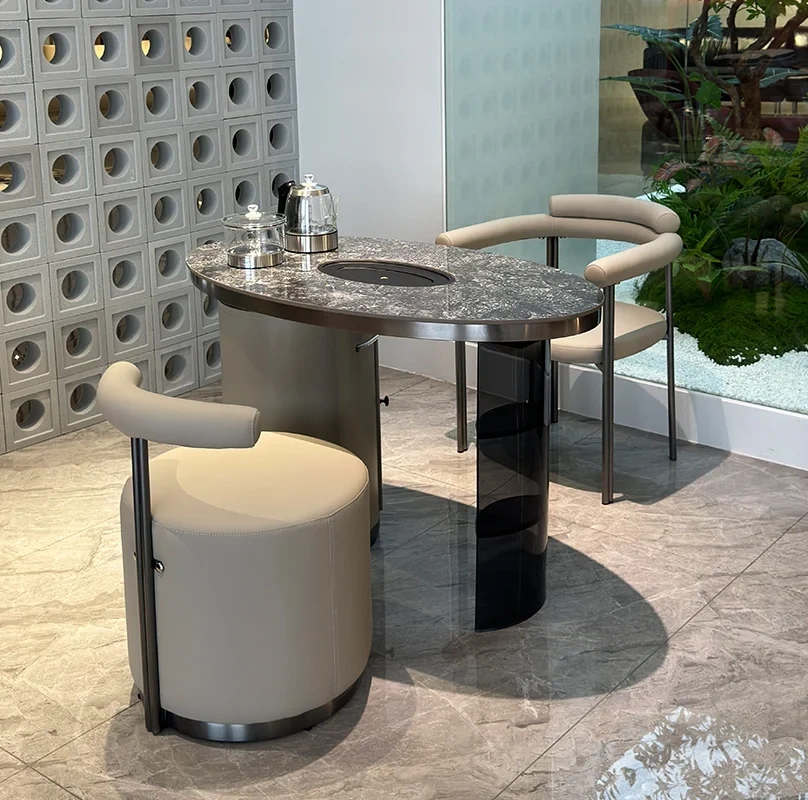 Luxury Granite Tea Table Set with Modern Stools,Luxury Granite Tea Table Set with Modern Stools | Sensory Elegance for Discerning Living Spaces