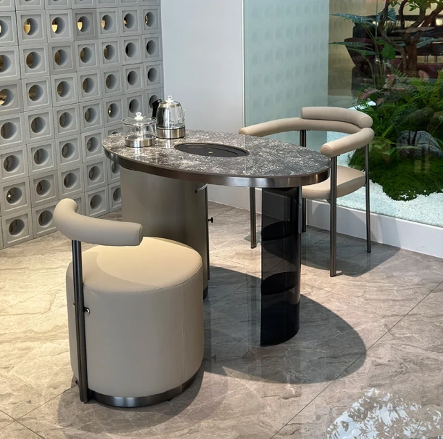 Luxury Granite Tea Table Set with Modern Stools,Luxury Granite Tea Table Set with Modern Stools | Sensory Elegance for Discerning Living Spaces