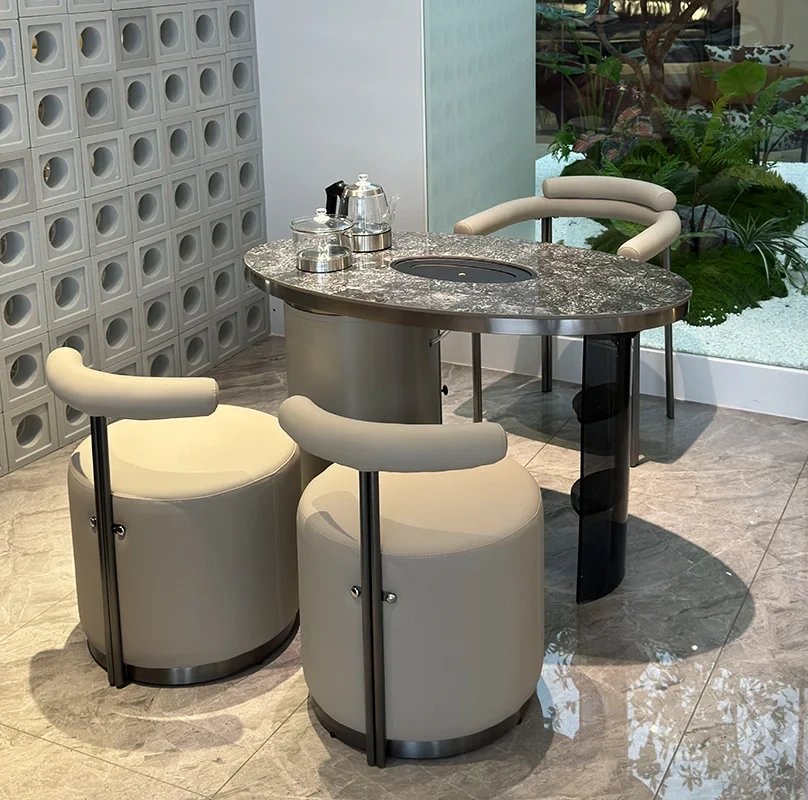 Luxury Granite Tea Table Set with Modern Stools,Luxury Granite Tea Table Set with Modern Stools | Sensory Elegance for Discerning Living Spaces