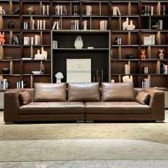 Stylish Brown Leather Sofa with Luxurious Design,Timeless Brown Leather Sofa | Sculptural Luxury Seating Experience