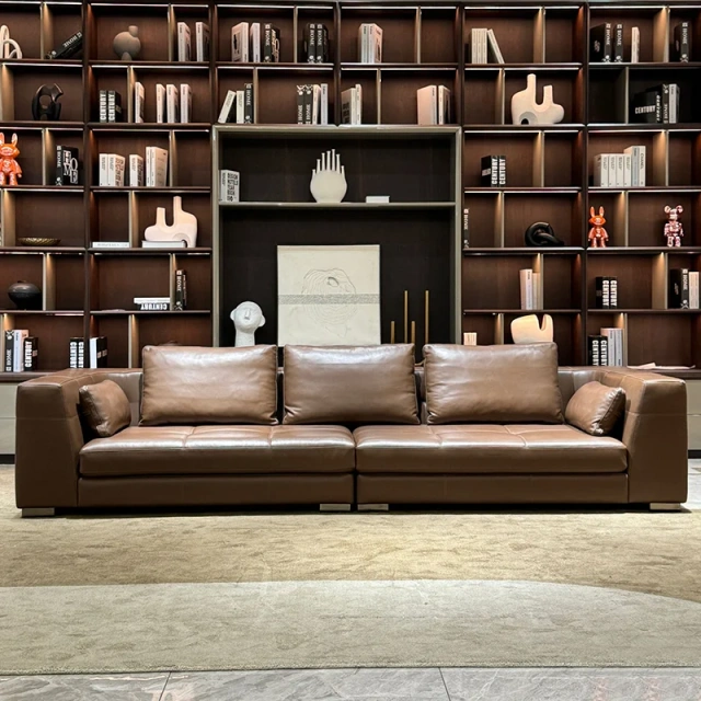 Stylish Brown Leather Sofa with Luxurious Design,Timeless Brown Leather Sofa | Sculptural Luxury Seating Experience