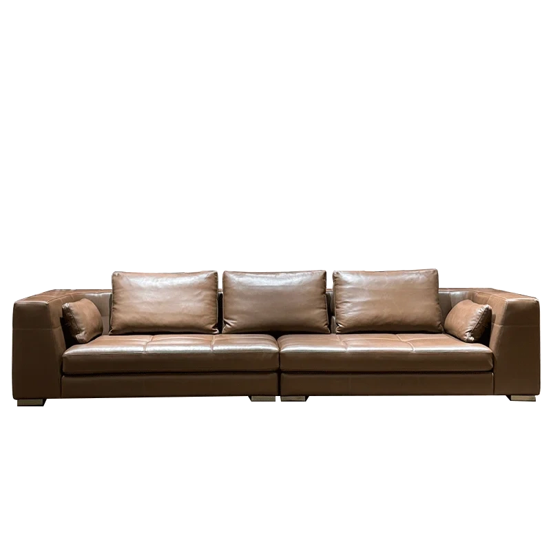Stylish Brown Leather Sofa with Luxurious Design,Timeless Brown Leather Sofa | Sculptural Luxury Seating Experience