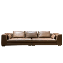 Stylish Brown Leather Sofa with Luxurious Design,Timeless Brown Leather Sofa | Sculptural Luxury Seating Experience