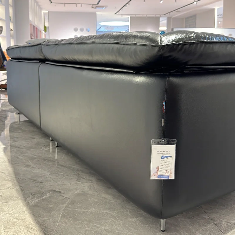 Sleek Black Leather Sofa with Chrome Legs,Sleek Black Leather Sofa with Chrome Legs