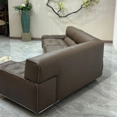 Cozy Brown Leather Sectional Sofa with Plush Cushions,Cozy Brown Leather Sectional Sofa with Plush Cushions