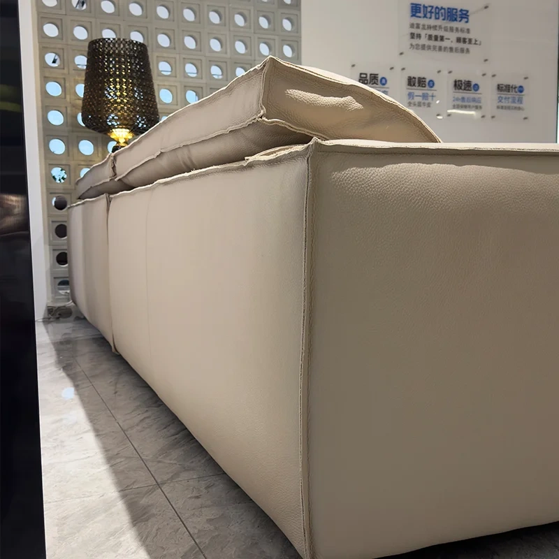 Stylish Beige Leather Sofa with Minimalist Design,Stylish Beige Leather Sofa with Minimalist Design