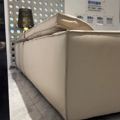 Stylish Beige Leather Sofa with Minimalist Design,Stylish Beige Leather Sofa with Minimalist Design