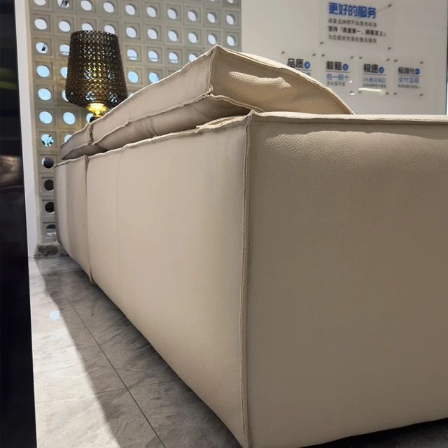 Stylish Beige Leather Sofa with Minimalist Design,Stylish Beige Leather Sofa with Minimalist Design