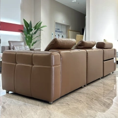 Brown Leather Reclining Sofa with Extended Ottoman,Brown Leather Reclining Sofa with Extended Ottoman