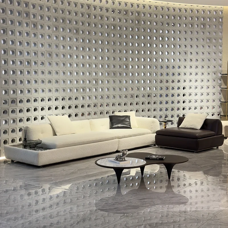 Chic White Fabric Sofa with Integrated Coffee Table,Chic White Fabric Sofa with Integrated Coffee Table