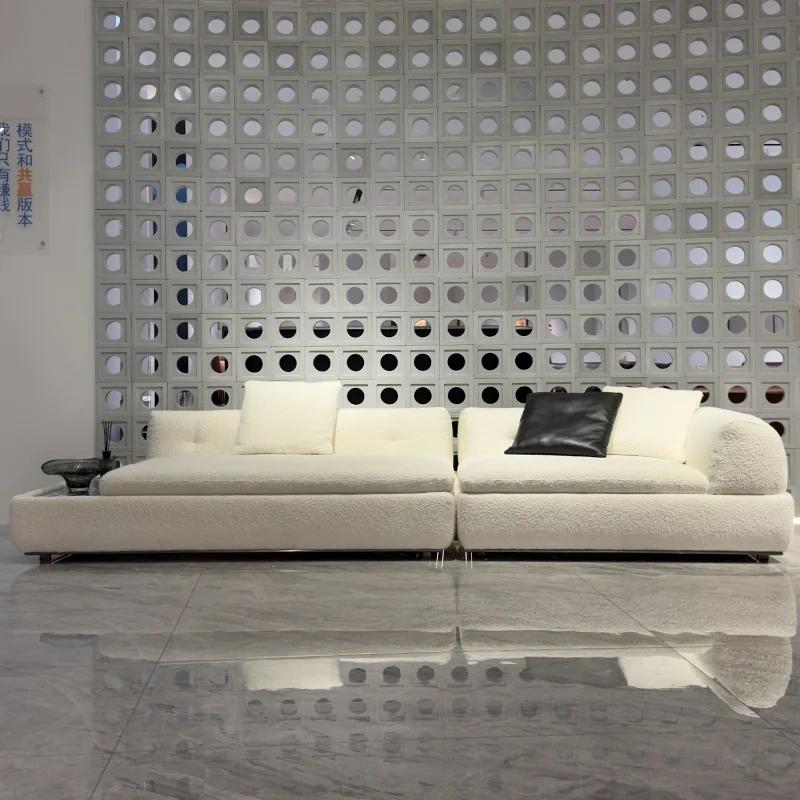 Chic White Fabric Sofa with Integrated Coffee Table,Chic White Fabric Sofa with Integrated Coffee Table