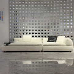 Chic White Fabric Sofa with Integrated Coffee Table,Chic White Fabric Sofa with Integrated Coffee Table