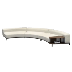 Modern White Curved Sofa with Integrated Side Table,Modern White Curved Sofa with Integrated Side Table
