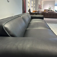 Elegant Black Leather Sofa with Low Profile Design,Elegant Black Leather Sofa with Low Profile Design