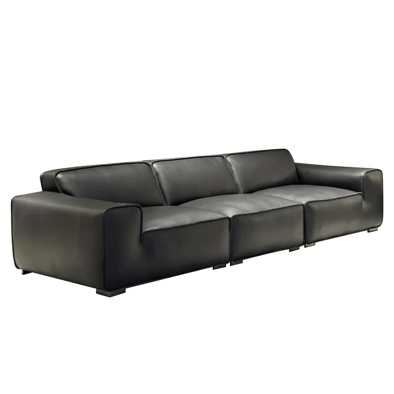 Modern Dark Grey Leather Sofa with Minimalist Style,Modern Dark Grey Leather Sofa with Minimalist Style
