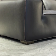 Modern Charcoal Grey Leather Sofa with Sleek Design,Modern Charcoal Grey Leather Sofa with Sleek Design