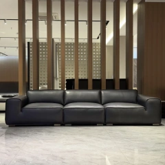 Modern Charcoal Grey Leather Sofa with Sleek Design,Modern Charcoal Grey Leather Sofa with Sleek Design