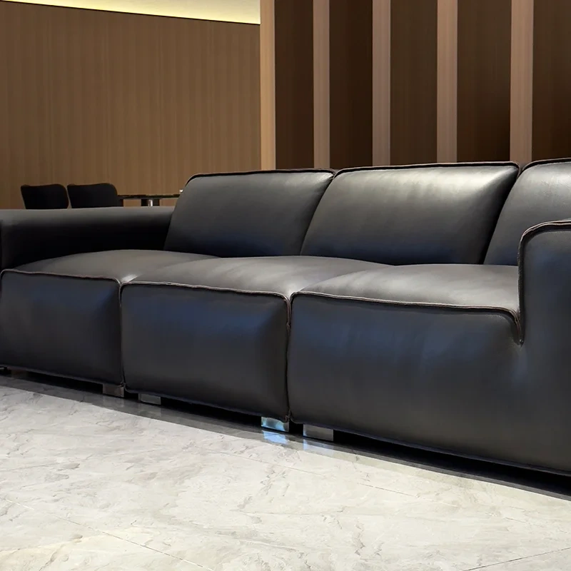 Modern Charcoal Grey Leather Sofa with Sleek Design,Modern Charcoal Grey Leather Sofa with Sleek Design