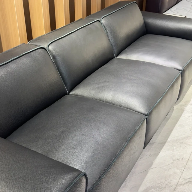 Modern Dark Grey Leather Sofa with Minimalist Style,Modern Dark Grey Leather Sofa with Minimalist Style