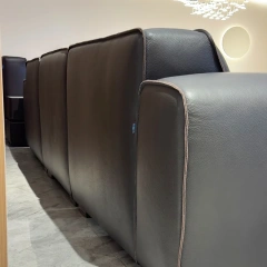 Modern Charcoal Grey Leather Sofa with Sleek Design,Modern Charcoal Grey Leather Sofa with Sleek Design