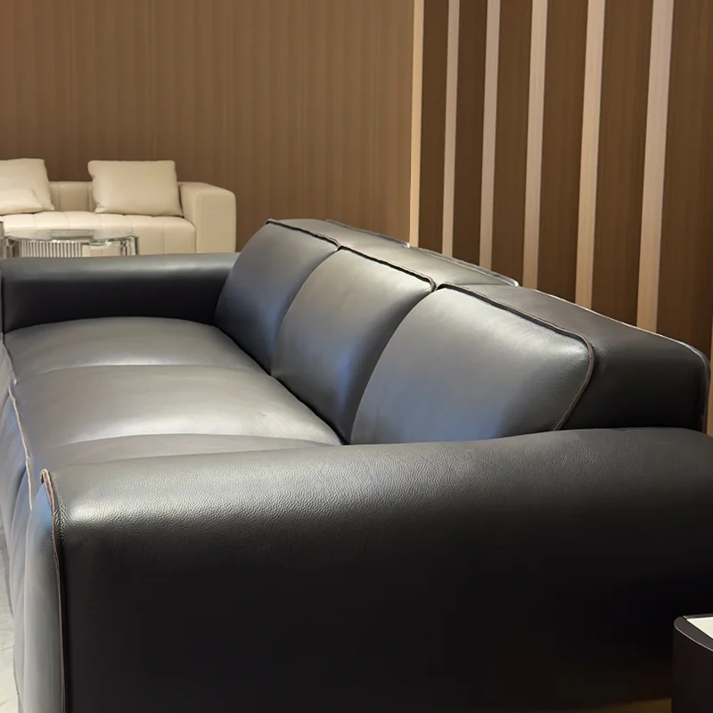 Modern Charcoal Grey Leather Sofa with Sleek Design,Modern Charcoal Grey Leather Sofa with Sleek Design