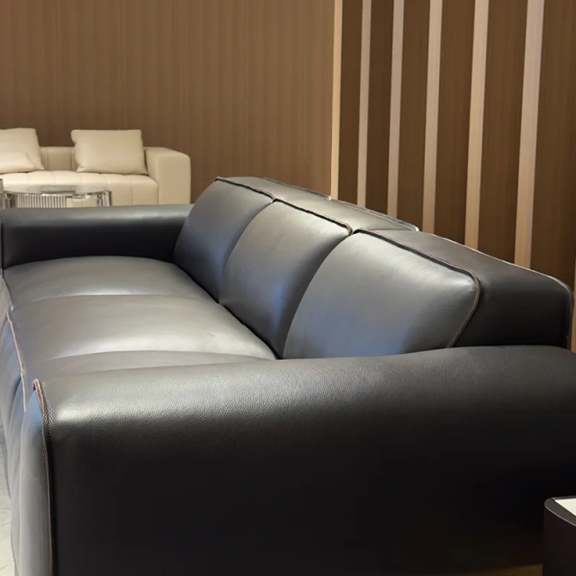 Modern Charcoal Grey Leather Sofa with Sleek Design,Modern Charcoal Grey Leather Sofa with Sleek Design