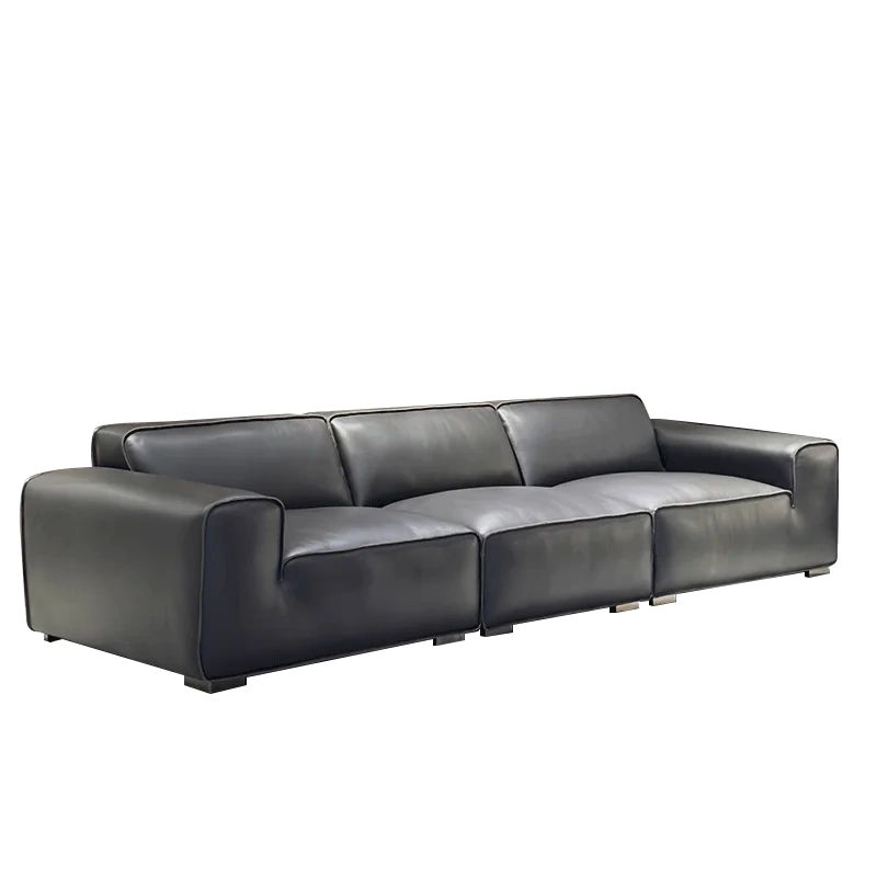 Modern Charcoal Grey Leather Sofa with Sleek Design,Modern Charcoal Grey Leather Sofa with Sleek Design
