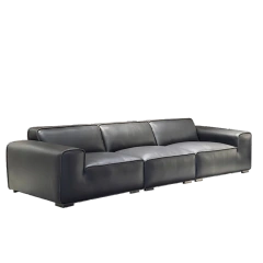Modern Charcoal Grey Leather Sofa with Sleek Design,Modern Charcoal Grey Leather Sofa with Sleek Design