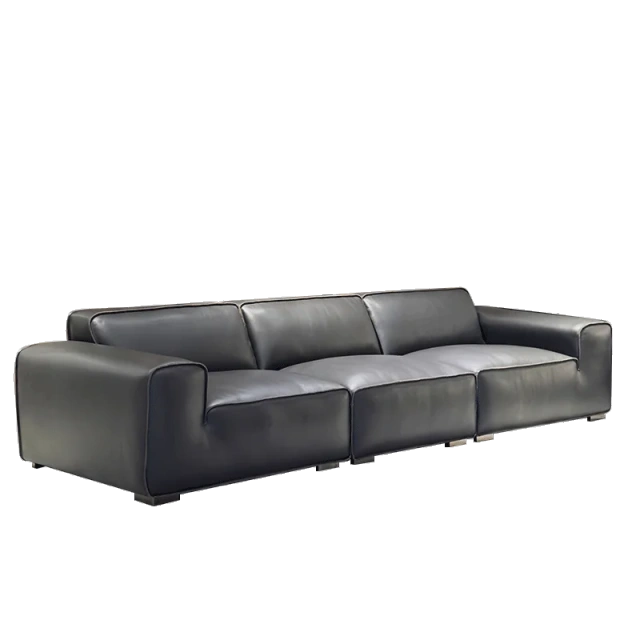 Modern Charcoal Grey Leather Sofa with Sleek Design,Modern Charcoal Grey Leather Sofa with Sleek Design