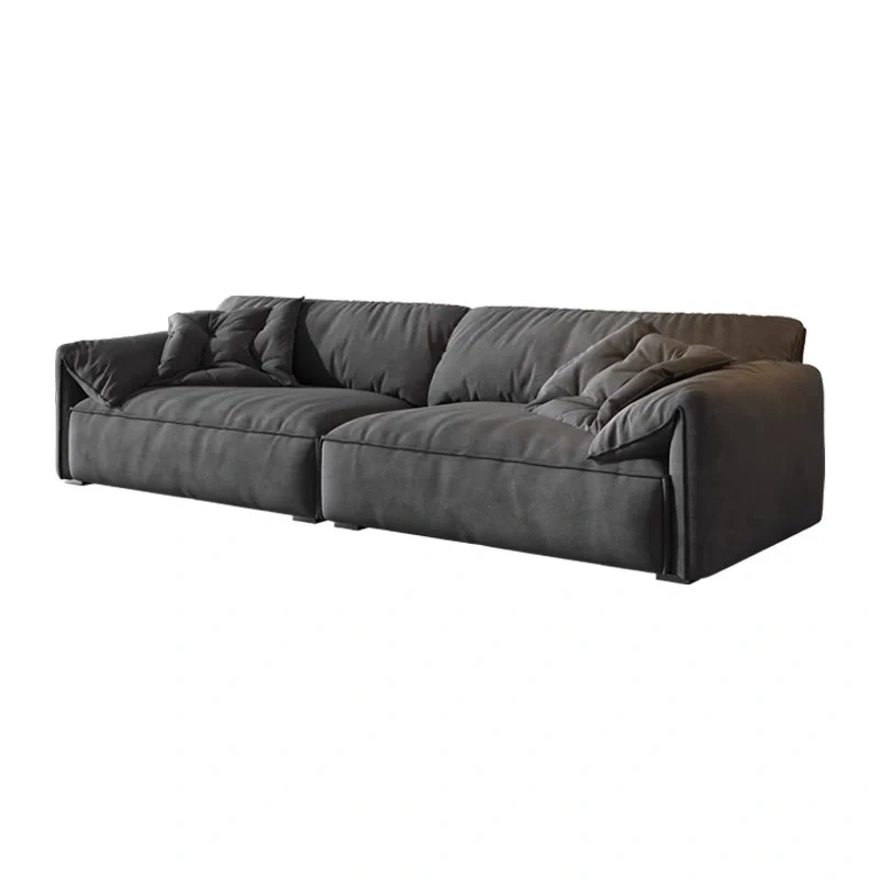 Cozy Dark Grey Fabric Sofa with Plush Cushions,Cozy Dark Grey Fabric Sofa with Plush Cushions