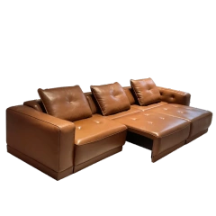 Premium Caramel Brown Leather Sectional Sofa Set,Premium Caramel Brown Leather Sectional Sofa Set