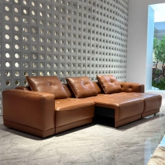 Premium Caramel Brown Leather Sectional Sofa Set,Premium Caramel Brown Leather Sectional Sofa Set