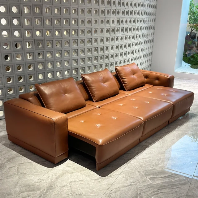 Premium Caramel Brown Leather Sectional Sofa Set,Premium Caramel Brown Leather Sectional Sofa Set