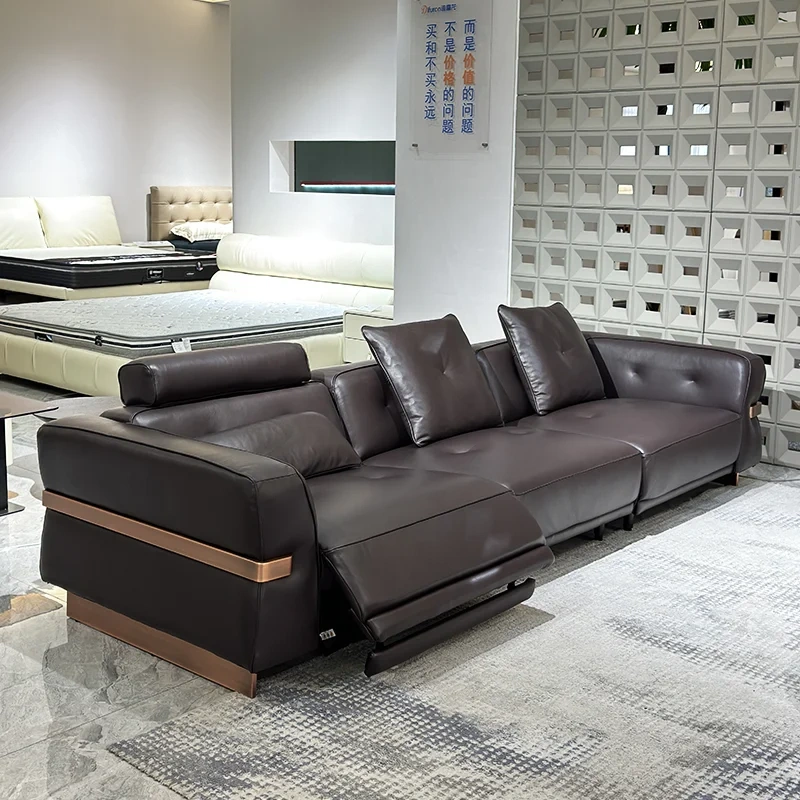 Chic Dark Brown Leather Recliner Sofa with Adjustable Back,Chic Dark Brown Leather Recliner Sofa with Adjustable Back