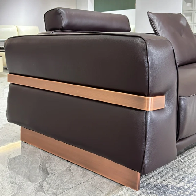 Chic Dark Brown Leather Recliner Sofa with Adjustable Back,Chic Dark Brown Leather Recliner Sofa with Adjustable Back