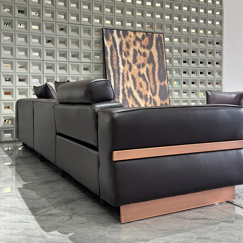 Chic Dark Brown Leather Recliner Sofa with Adjustable Back,Chic Dark Brown Leather Recliner Sofa with Adjustable Back