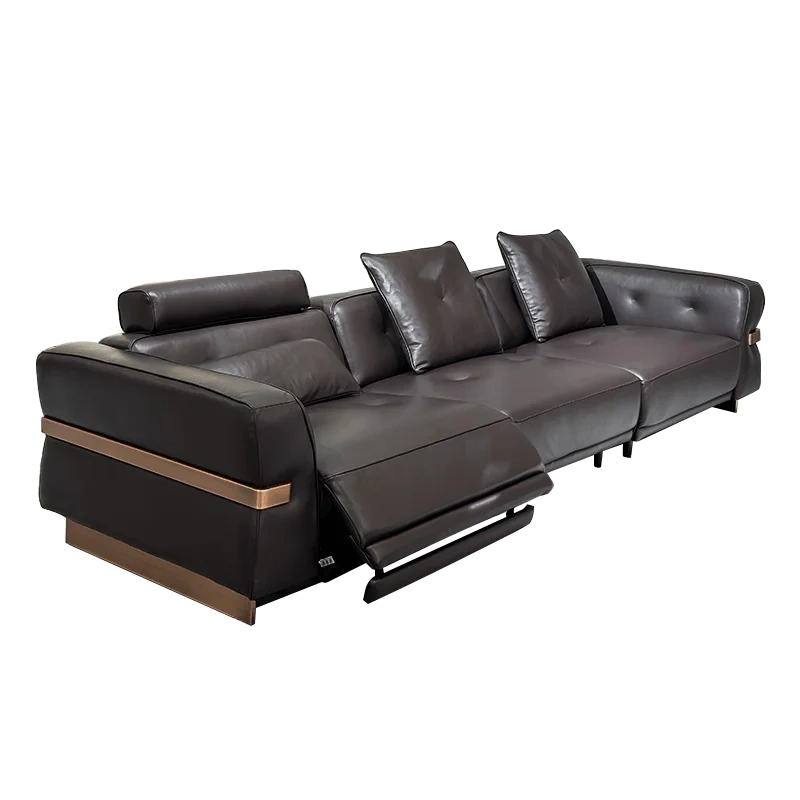 Chic Dark Brown Leather Recliner Sofa with Adjustable Back,Chic Dark Brown Leather Recliner Sofa with Adjustable Back