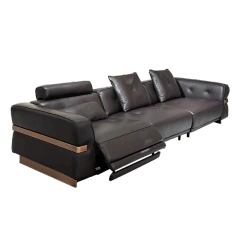 Chic Dark Brown Leather Recliner Sofa with Adjustable Back,Chic Dark Brown Leather Recliner Sofa with Adjustable Back