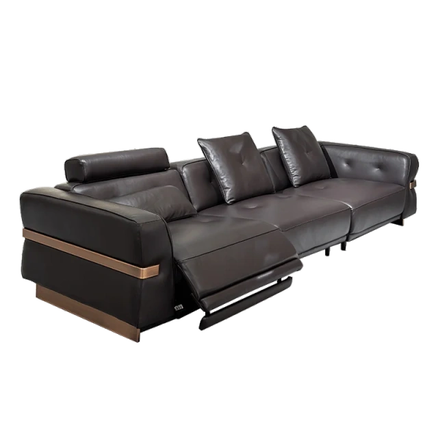 Chic Dark Brown Leather Recliner Sofa with Adjustable Back,Chic Dark Brown Leather Recliner Sofa with Adjustable Back