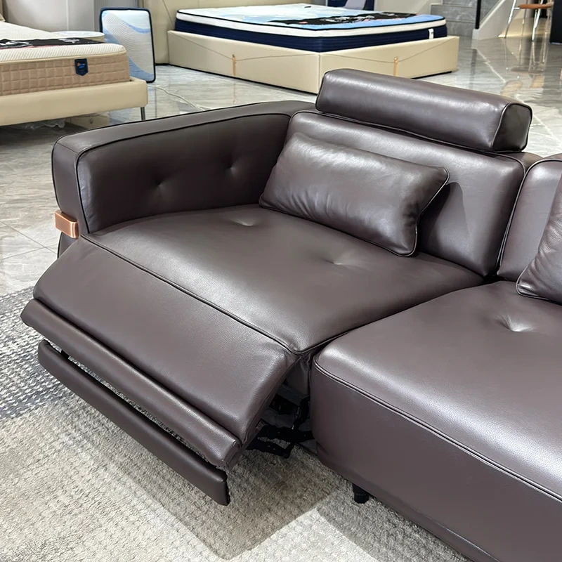 Chic Dark Brown Leather Recliner Sofa with Adjustable Back,Chic Dark Brown Leather Recliner Sofa with Adjustable Back
