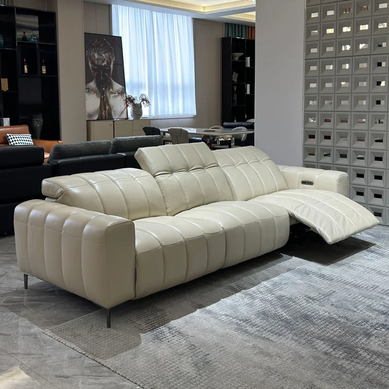 Stylish Cream White Leather Reclining Sectional Sofa Set,Stylish Cream White Leather Reclining Sectional Sofa Set