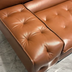 Vintage Caramel Brown Leather Sofa with Button Tufting,Vintage Caramel Brown Leather Sofa with Button Tufting