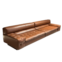 Vintage Caramel Brown Leather Sofa with Button Tufting,Vintage Caramel Brown Leather Sofa with Button Tufting