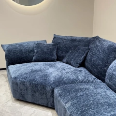 Regal Navy Blue Velvet Sectional Sofa with Plush Cushions,Regal Navy Blue Velvet Sectional Sofa with Plush Cushions