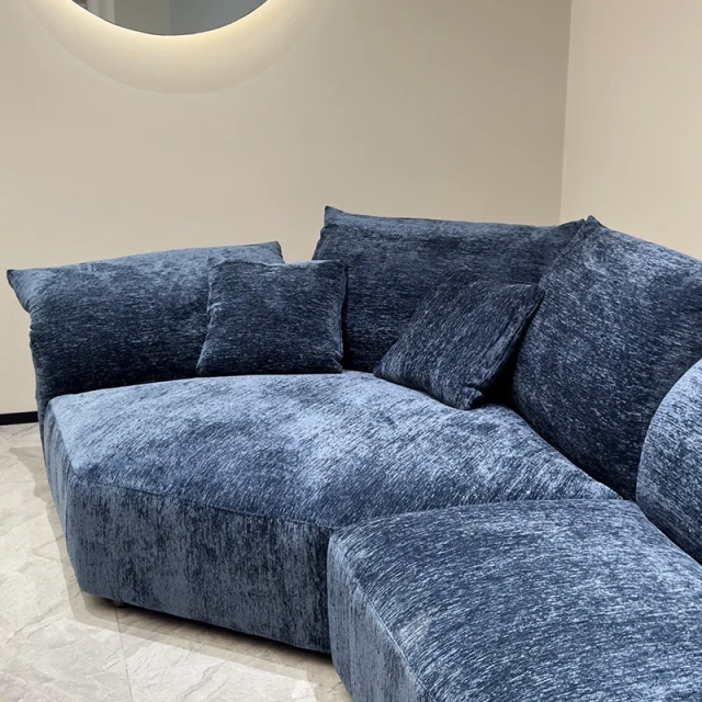 Regal Navy Blue Velvet Sectional Sofa with Plush Cushions,Regal Navy Blue Velvet Sectional Sofa with Plush Cushions