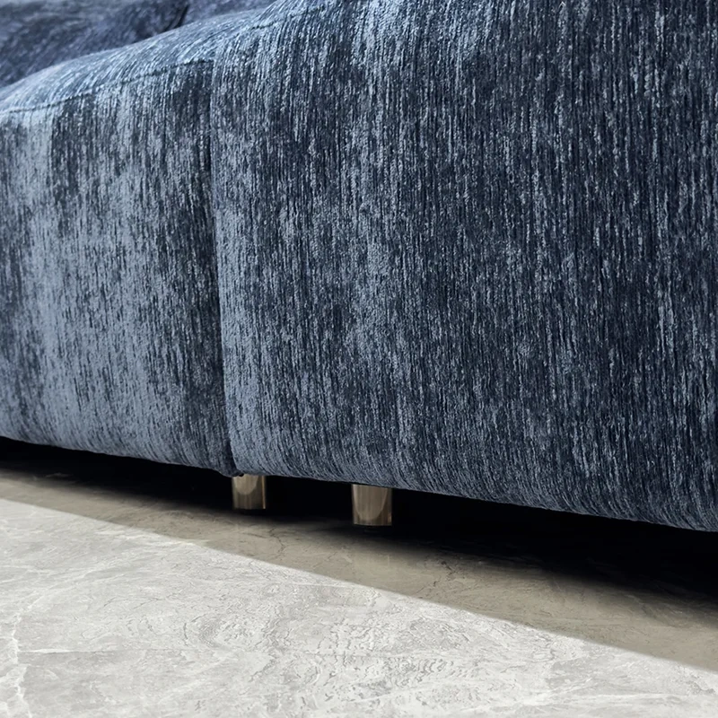 Regal Navy Blue Velvet Sectional Sofa with Plush Cushions,Regal Navy Blue Velvet Sectional Sofa with Plush Cushions