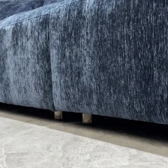 Regal Navy Blue Velvet Sectional Sofa with Plush Cushions,Regal Navy Blue Velvet Sectional Sofa with Plush Cushions
