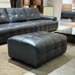 Luxurious Dark Grey Leather Sofa with Tufted Accents,Luxurious Dark Grey Leather Sofa with Tufted Accents