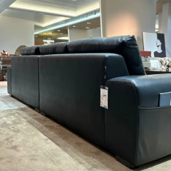 Luxurious Dark Grey Leather Sofa with Tufted Accents,Luxurious Dark Grey Leather Sofa with Tufted Accents